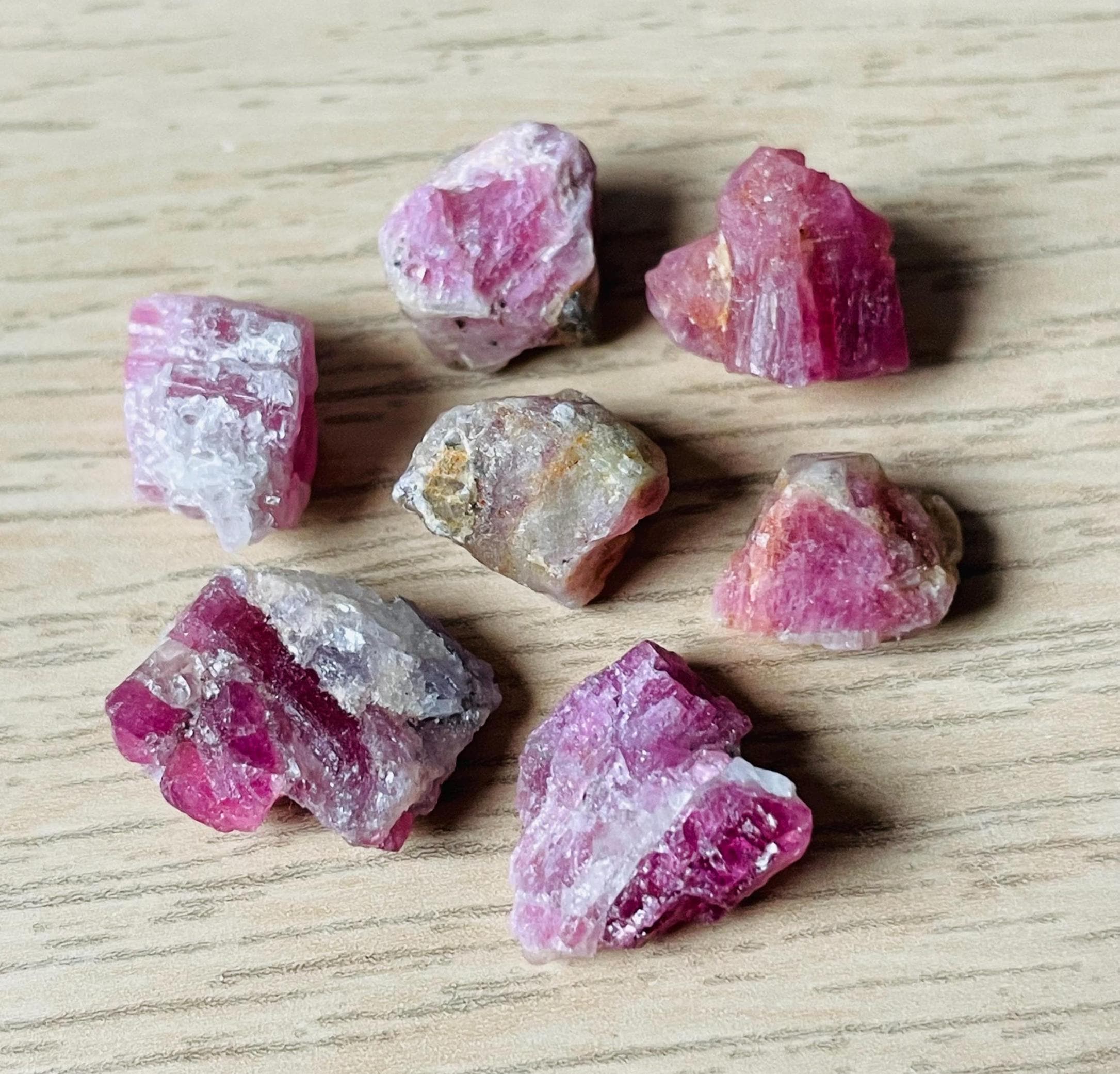 Raw Bi Color Tourmaline Crystal Lot (9.4g) Xs Pink Tourmaline Crystal Chips Rough Stones Natural Gemstone