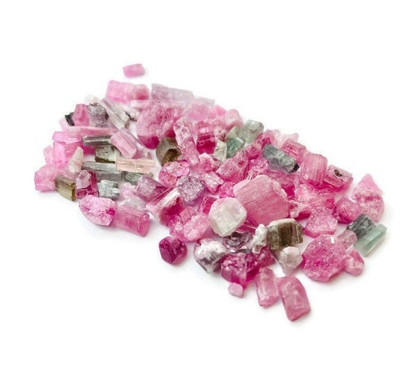 Raw Pink Tourmaline Crystal Chips: Natural Gemstone Nuggets (10g)