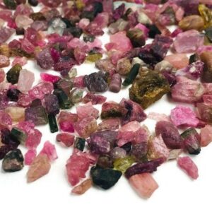 Raw Pink Tourmaline Crystal Chips: 40G XXS Gemstone Nuggets