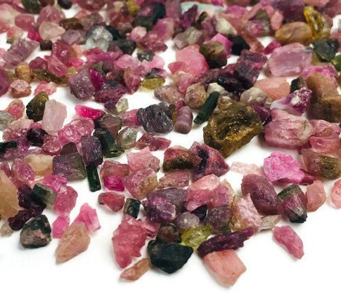 Raw Pink Tourmaline Crystal Chips: 40g Xxs Gemstone Nuggets Raw Pink Tourmaline Crystal Chips: 40g Xxs Gemstone Nuggets