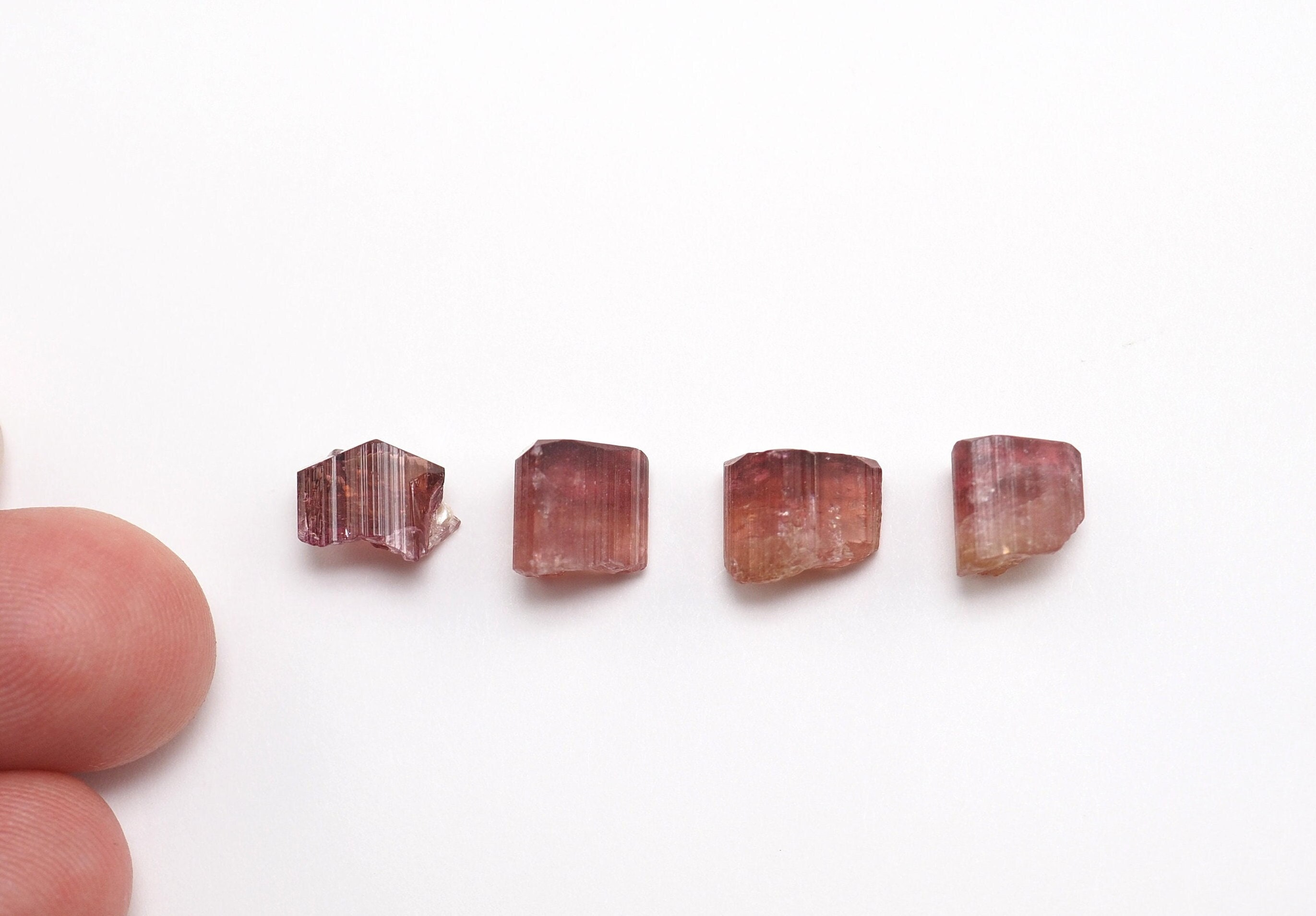 Raw Pink Tourmaline Crystals: Natural Rubellite Stone Set (2.9gm / 7-9mm)