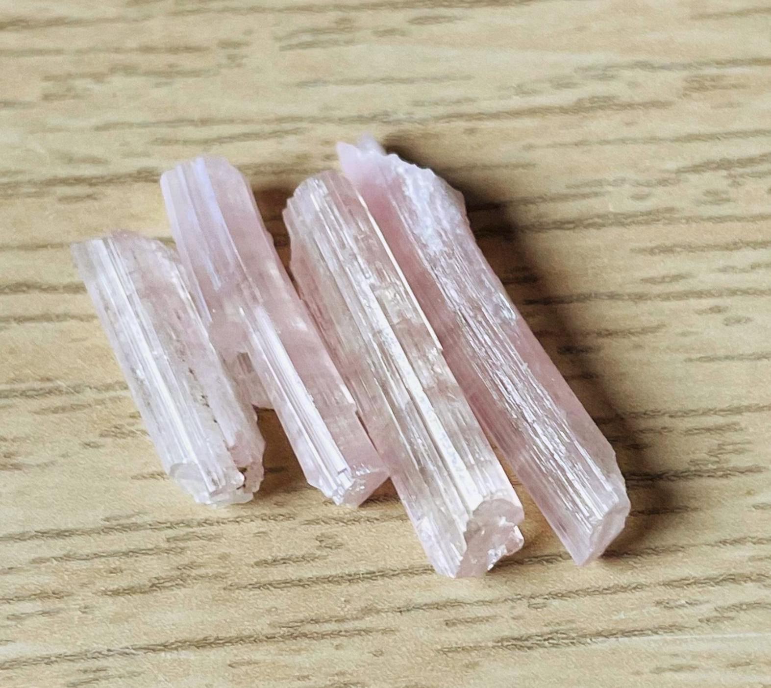 Gemmy Pink Tourmaline Crystal Sticks (3.9g) Raw Pink Tourmaline Bars Rough Stones Etched Natural Gemstones Pakistan