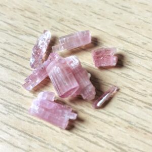 Gemmy Pink Tourmaline Crystal Sticks (3.44G) Raw Pink Tourmaline Bars Rough Stones Etched Natural Gemstones Pakistan