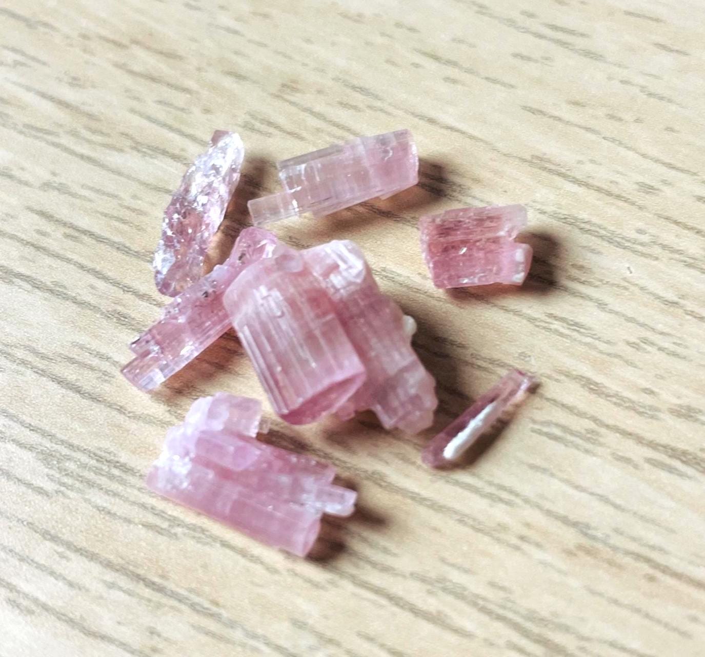 Gemmy Pink Tourmaline Crystal Sticks (3.44g) Raw Pink Tourmaline Bars Rough Stones Etched Natural Gemstones Pakistan Gemmy Pink Tourmaline Crystal Sticks (3.44g) Raw Pink Tourmaline Bars Rough Stones Etched Natural Gemstones Pakistan