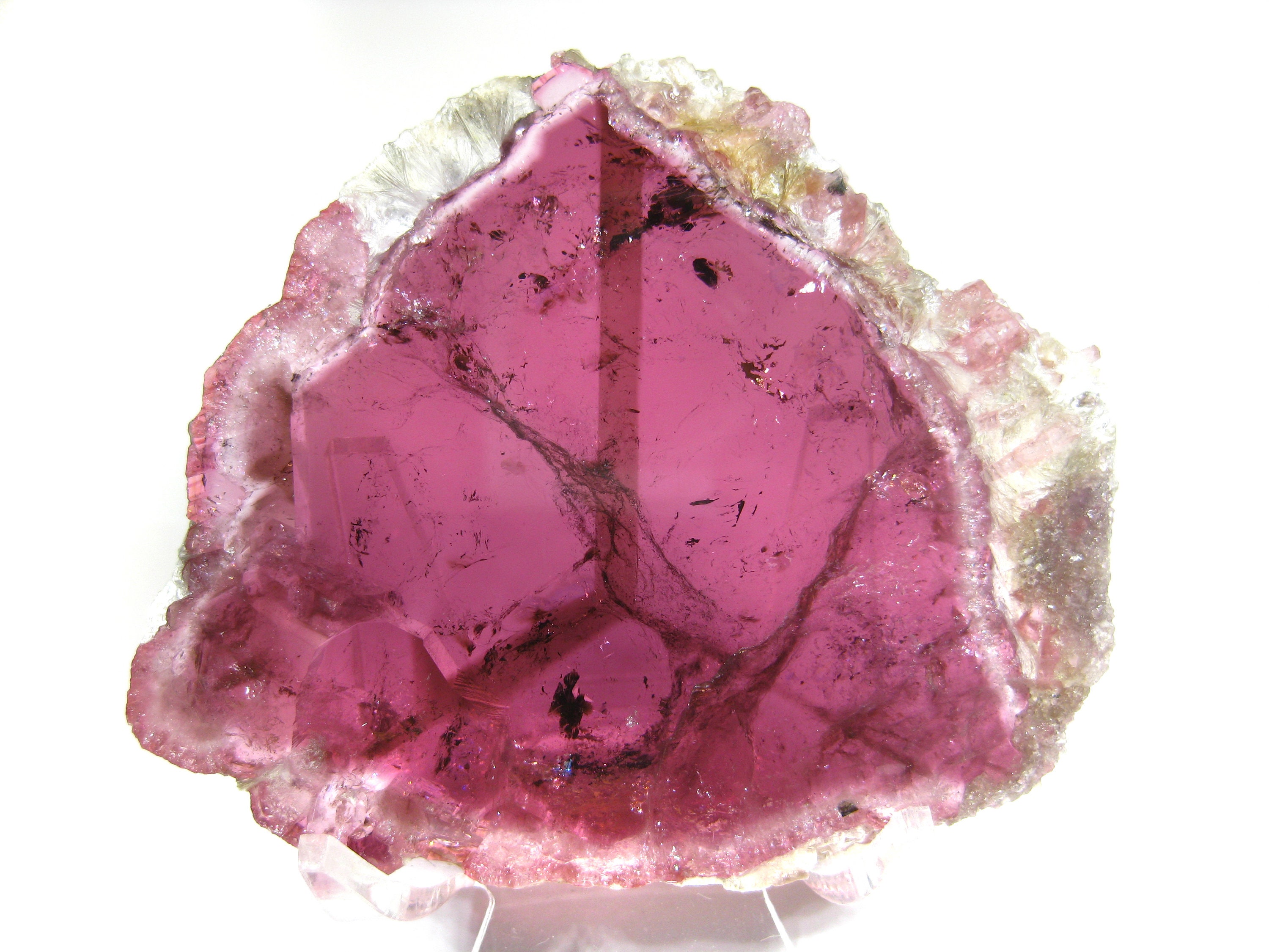 Museum-grade Xl Top Quality Elbaite Pink Tourmaline Crystal Slice Double Polished Specimen (230+ Carats!)