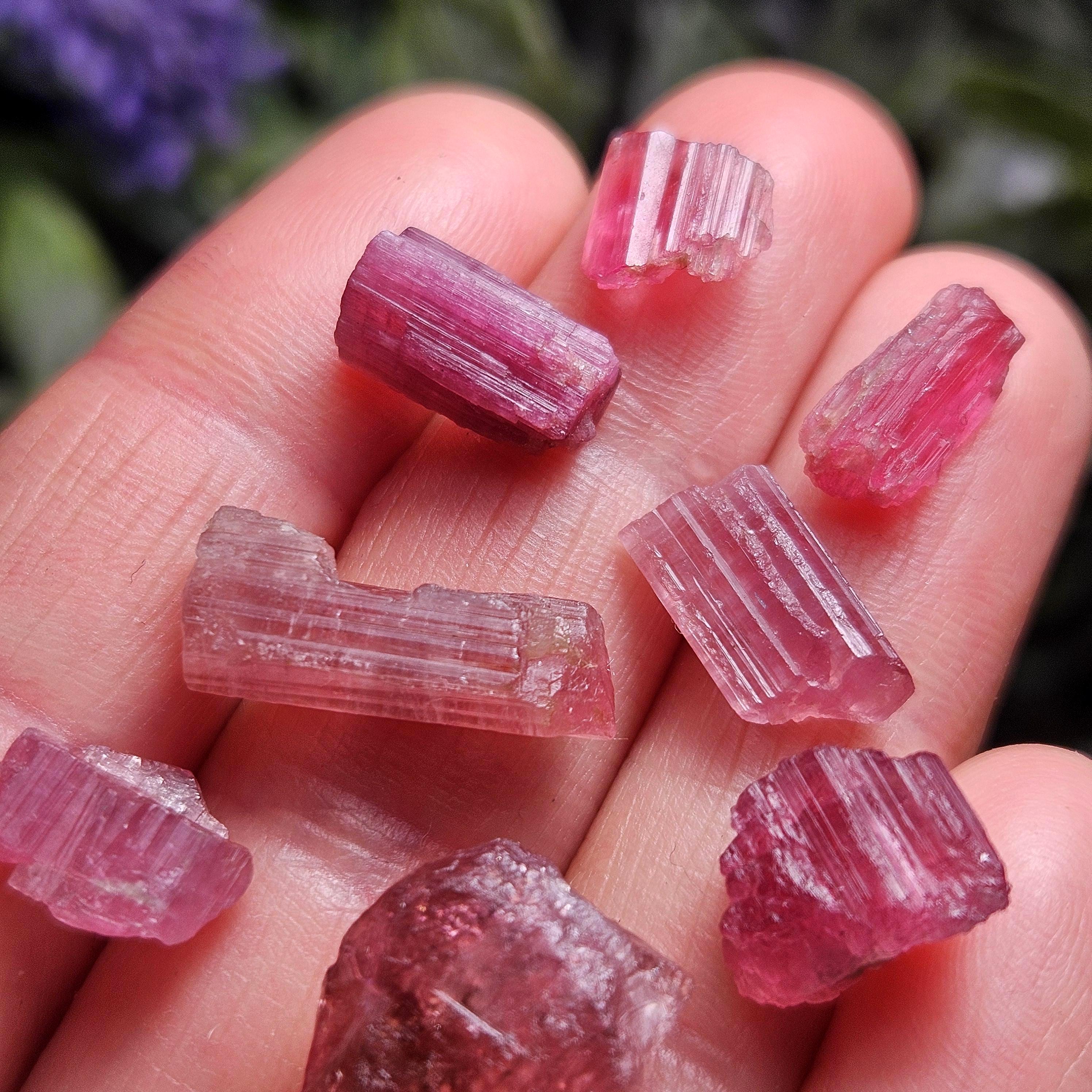 Natural Pink Tourmaline Crystal With Striations, Raw Raspberry Pink Tourmaline Specimen From Brazil Natural Pink Tourmaline Crystal With Striations, Raw Raspberry Pink Tourmaline Specimen From Brazil