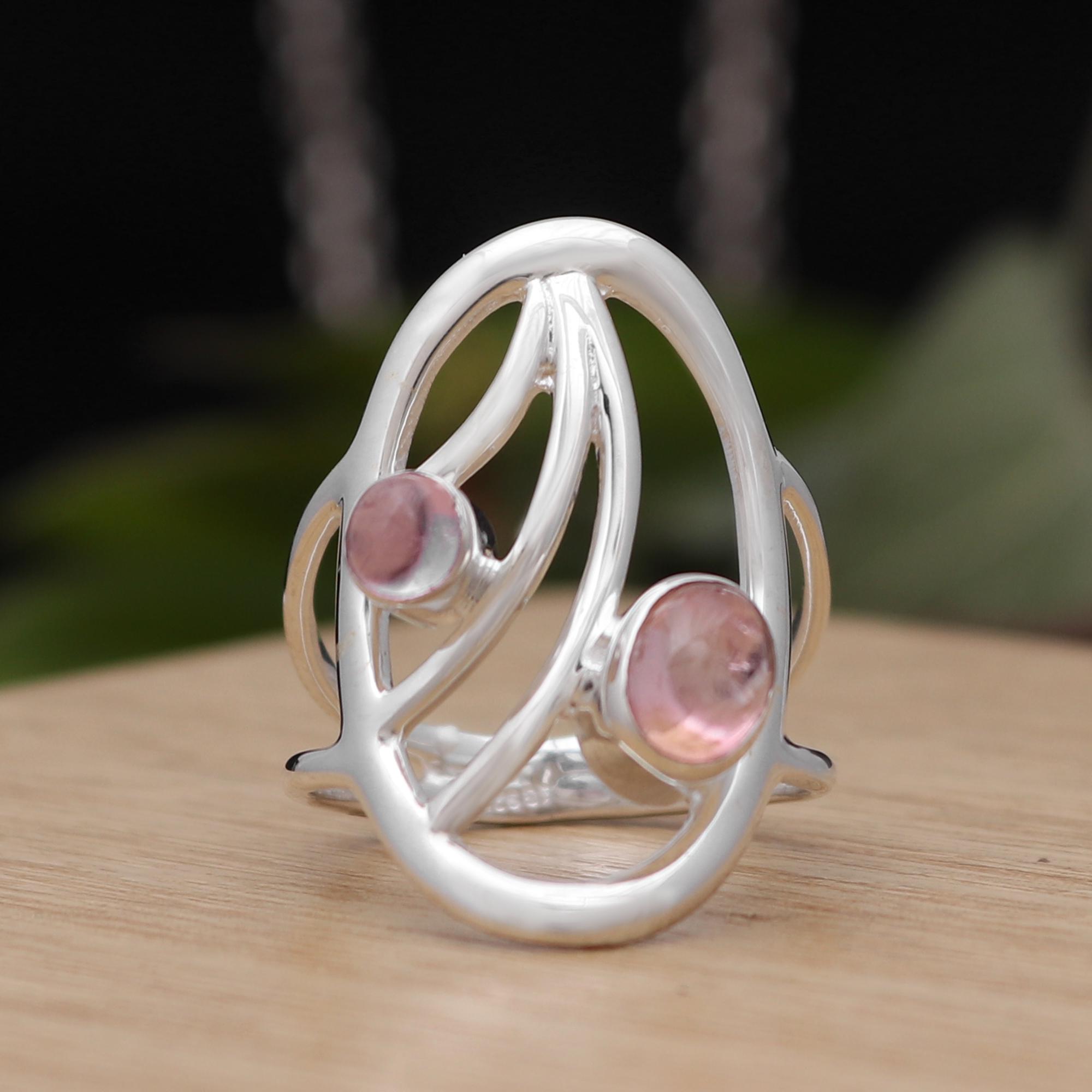 Pink Tourmaline Ring, 925 Sterling Silver Ring, Handmade Designer Gemstone Ring, Dainty Ring, Perfect Anniversary Gift, Size 7