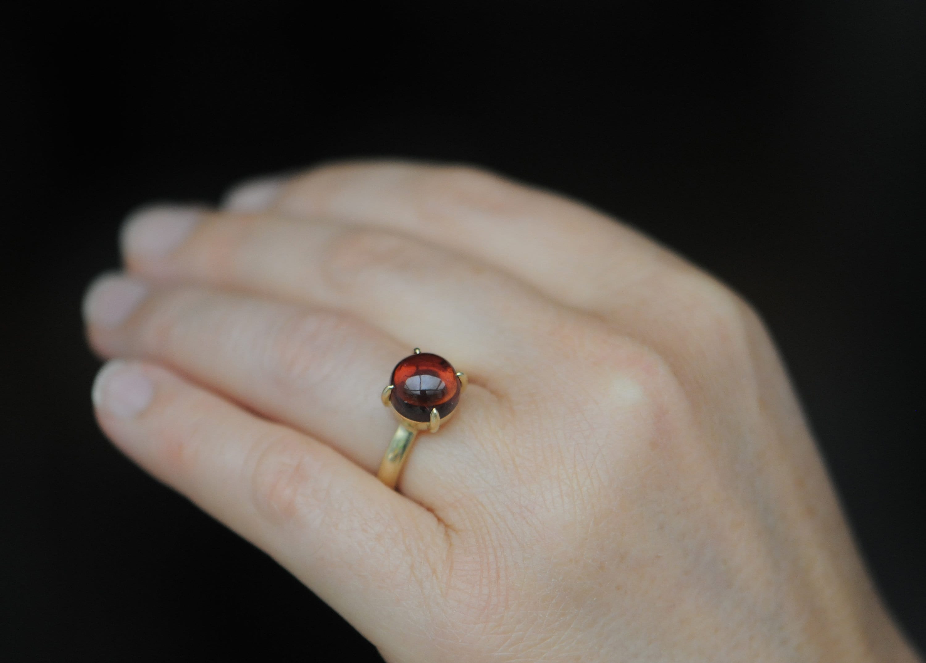 Pink Tourmaline Cabochon Ring, 18k Gold, Size 5.75