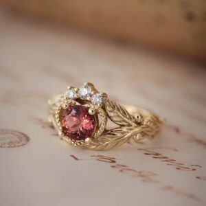 Pink Tourmaline Engagement Ring, Celtic Style Ring Pink Tourmaline Engagement Ring, Celtic Style Ring