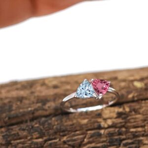 Pink Tourmaline Engagement Ring For Women 925 Silver Tourmaline Wedding Ring Trillion Cut Aquamarine Gemstone Ring Antique Dainty Ring Pink Tourmaline Engagement Ring For Women 925 Silver Tourmaline Wedding Ring Trillion Cut Aquamarine Gemstone Ring Antique Dainty Ring