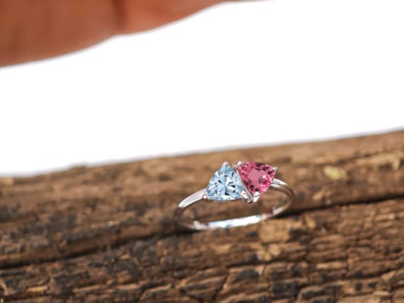 Pink Tourmaline Engagement Ring For Women 925 Silver Tourmaline Statement Ring Art Deco Pink Gemstone Ring Unique Promise Handmade Ring