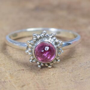 Pink Tourmaline Flower Ring: 925 Sterling Silver, October Birthstone Pink Tourmaline Flower Ring: 925 Sterling Silver, October Birthstone