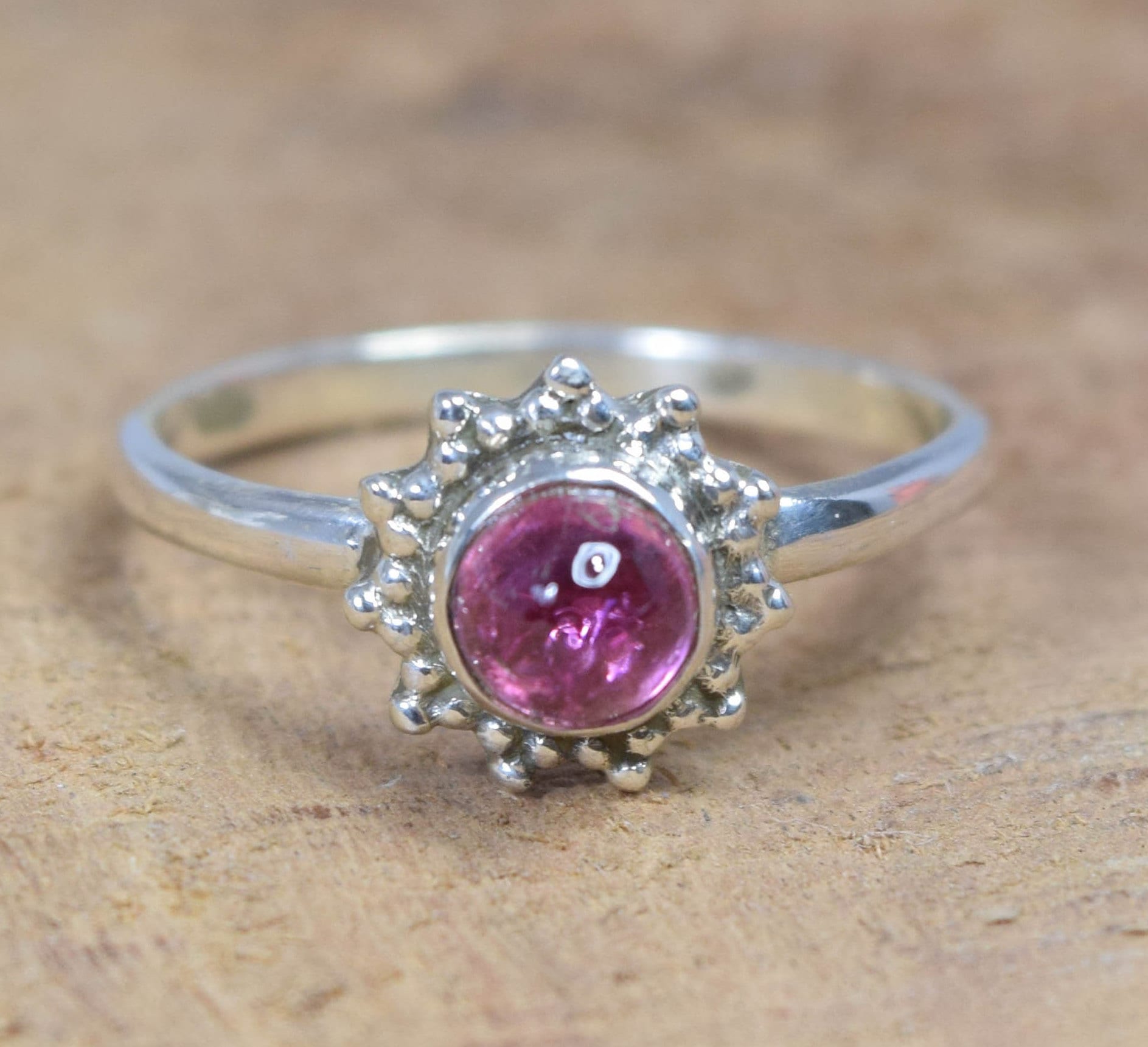 Pink Tourmaline Flower Ring: 925 Sterling Silver, October Birthstone Pink Tourmaline Flower Ring: 925 Sterling Silver, October Birthstone
