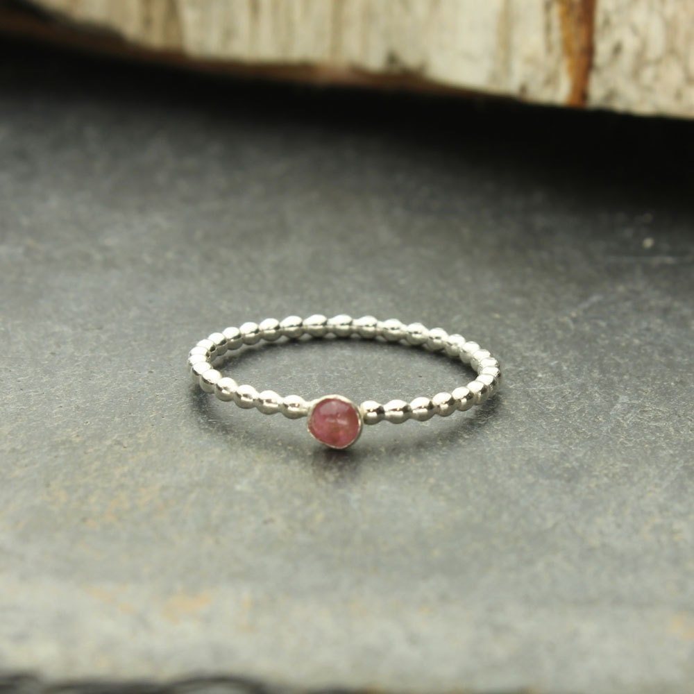 Inventory Reduction Sale, Pink Tourmaline Ring Sterling Silver Stacking Ring, Sizes: 4 1/2, 5, 6, 7, 8, 9