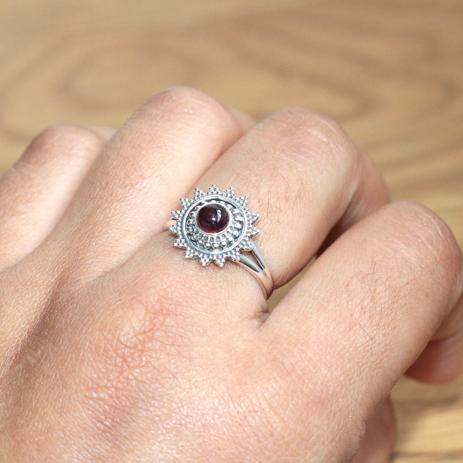 Pink Tourmaline Ring: Minimalist 925 Sterling Silver Gemstone