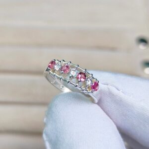 Natural Pink Tourmaline Ring, Pink Tourmaline Band, 925 Sterling Silver Ring, Tourmaline Band Ring, Round Cut Pink Tourmaline Ring Natural Pink Tourmaline Ring, Pink Tourmaline Band, 925 Sterling Silver Ring, Tourmaline Band Ring, Round Cut Pink Tourmaline Ring