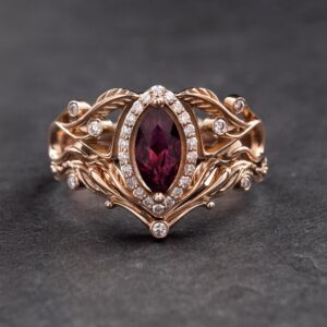 Natural Pink Tourmaline Engagement Ring Set, Vintage Inspired Bridal Jewelry Natural Pink Tourmaline Engagement Ring Set, Vintage Inspired Bridal Jewelry