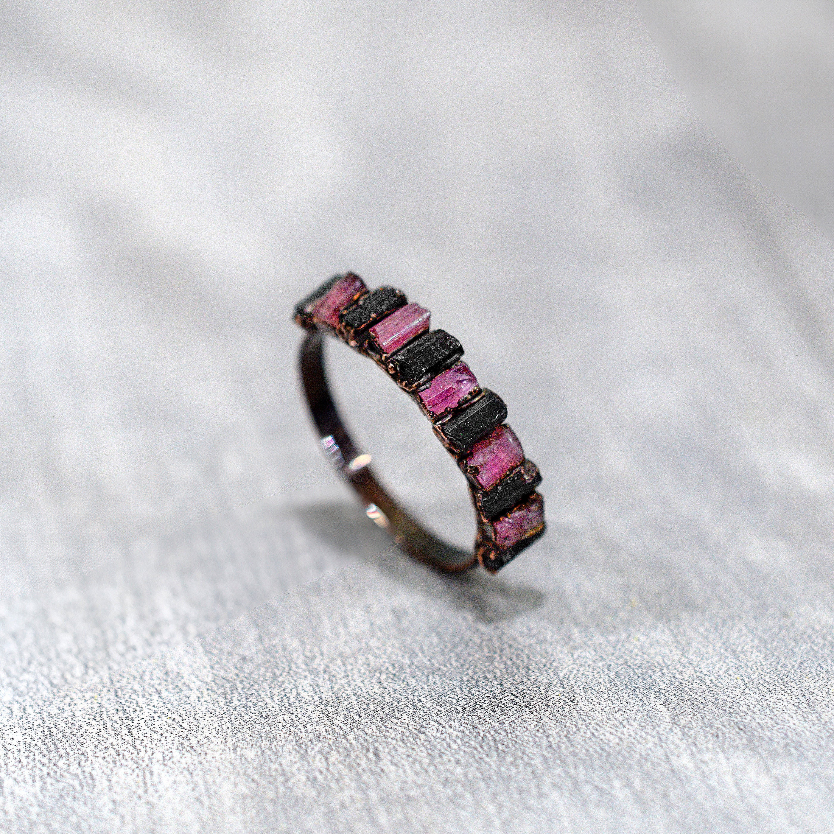 Natural Multi Color Tourmaline Ring - Pink Tourmaline Ring - Raw Stone Rings - Boho Rings - Protection Ring - Wedding Ring - Dainty Ring