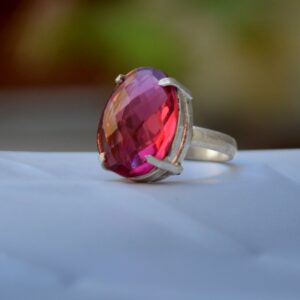 Oval Rose Cut Pink Tourmaline Ring: Sterling Silver Statement Jewelry Oval Rose Cut Pink Tourmaline Ring: Sterling Silver Statement Jewelry