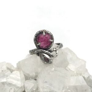 Rough Pink Tourmaline Coiled Snake Ring, Size 9 Rough Pink Tourmaline Coiled Snake Ring, Size 9