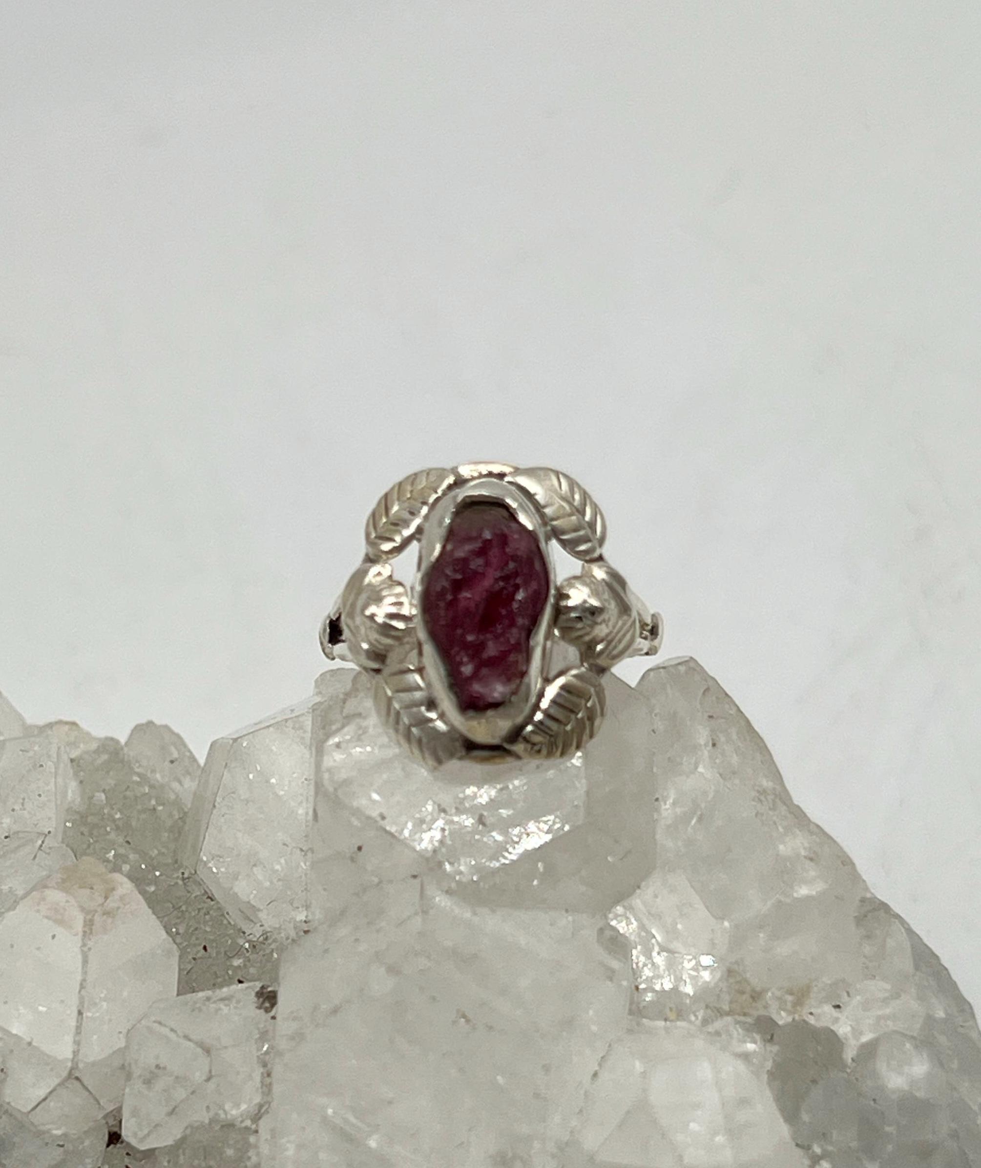 Rough Pink Tourmaline Ring Size 6 1/2
