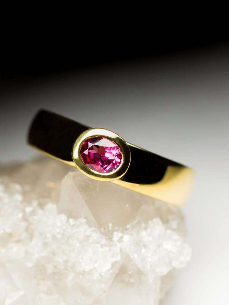 Rubellite Gold Ring Natural Pink Tourmaline Gemstone Gold Ring Fine Unisex Jewelry Mens Ring Engagement Wedding Anniversary Gift