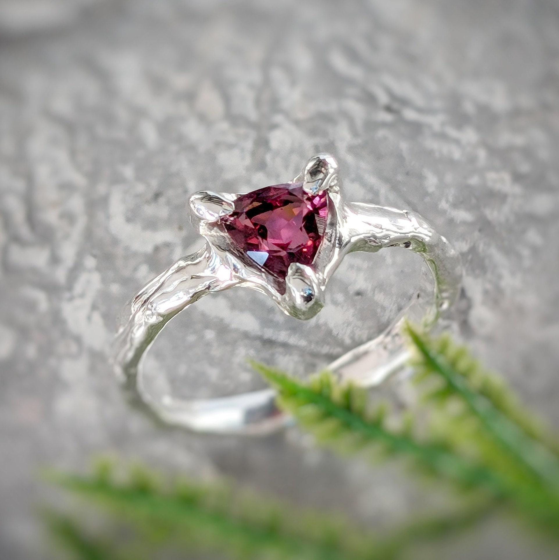 Rubellite Tourmaline Ring, Rustic Silver Ring, Pink Crystal Ring, Organic Textured Ring, Pink Tourmaline Ring Unique Engagement Ring For Her