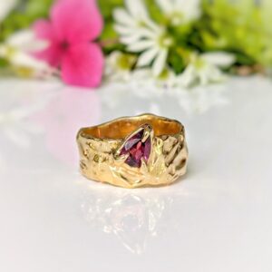 Pink Tourmaline Ring, Rubellite Tourmaline Ring, Rustic Gold Textured Ring, Gold Wide Band Gemstone Ring Nature Inspired Ring Statement Ring Pink Tourmaline Ring, Rubellite Tourmaline Ring, Rustic Gold Textured Ring, Gold Wide Band Gemstone Ring Nature Inspired Ring Statement Ring