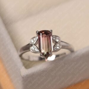 Pink Tourmaline Ring, Special Cut October Birthstone, Sterling Silver Engagement Ring For Women Pink Tourmaline Ring, Special Cut October Birthstone, Sterling Silver Engagement Ring For Women