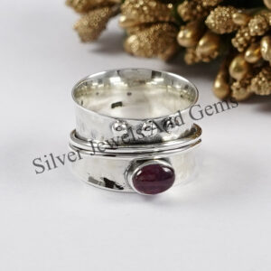 Pink Tourmaline Sterling Silver Spinner Ring: Meditation Fidget Ring Pink Tourmaline Sterling Silver Spinner Ring: Meditation Fidget Ring