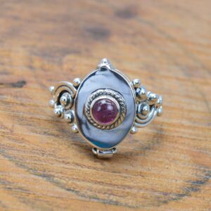 Pink Tourmaline Sterling Silver Poison Ring, Handmade Message Box Jewelry Pink Tourmaline Sterling Silver Poison Ring, Handmade Message Box Jewelry