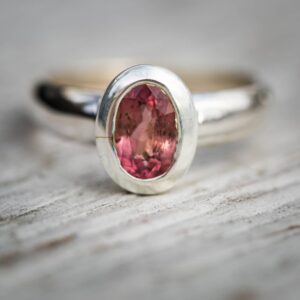 Pink Tourmaline Sterling Silver Ring - Size 8, Natural Gemstone Pink Tourmaline Sterling Silver Ring - Size 8, Natural Gemstone