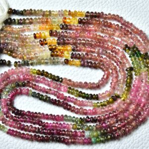 13 Inches Natural Multi Tourmaline Rondelles 3mm To 3.5mm Smooth Rondelle Gemstone Bead Finest Pink Tourmaline Beads Rondelle Jewelry No4236 13 Inches Natural Multi Tourmaline Rondelles 3mm To 3.5mm Smooth Rondelle Gemstone Bead Finest Pink Tourmaline Beads Rondelle Jewelry No4236