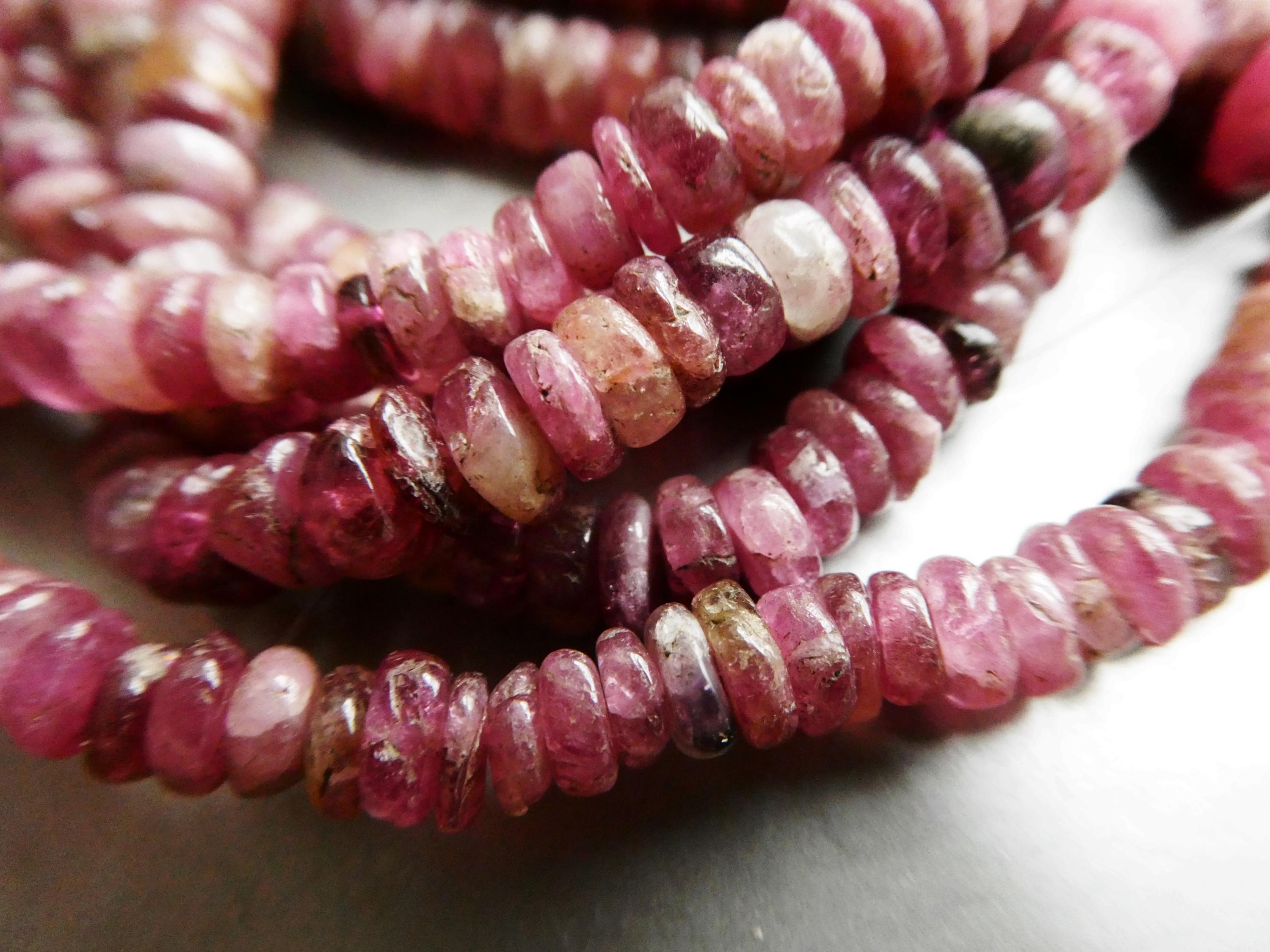 Pink Tourmaline Rondelle 6mm Beads- 6in Strand Gemstone- Necklace Jewelry Making -craft Natural Beads