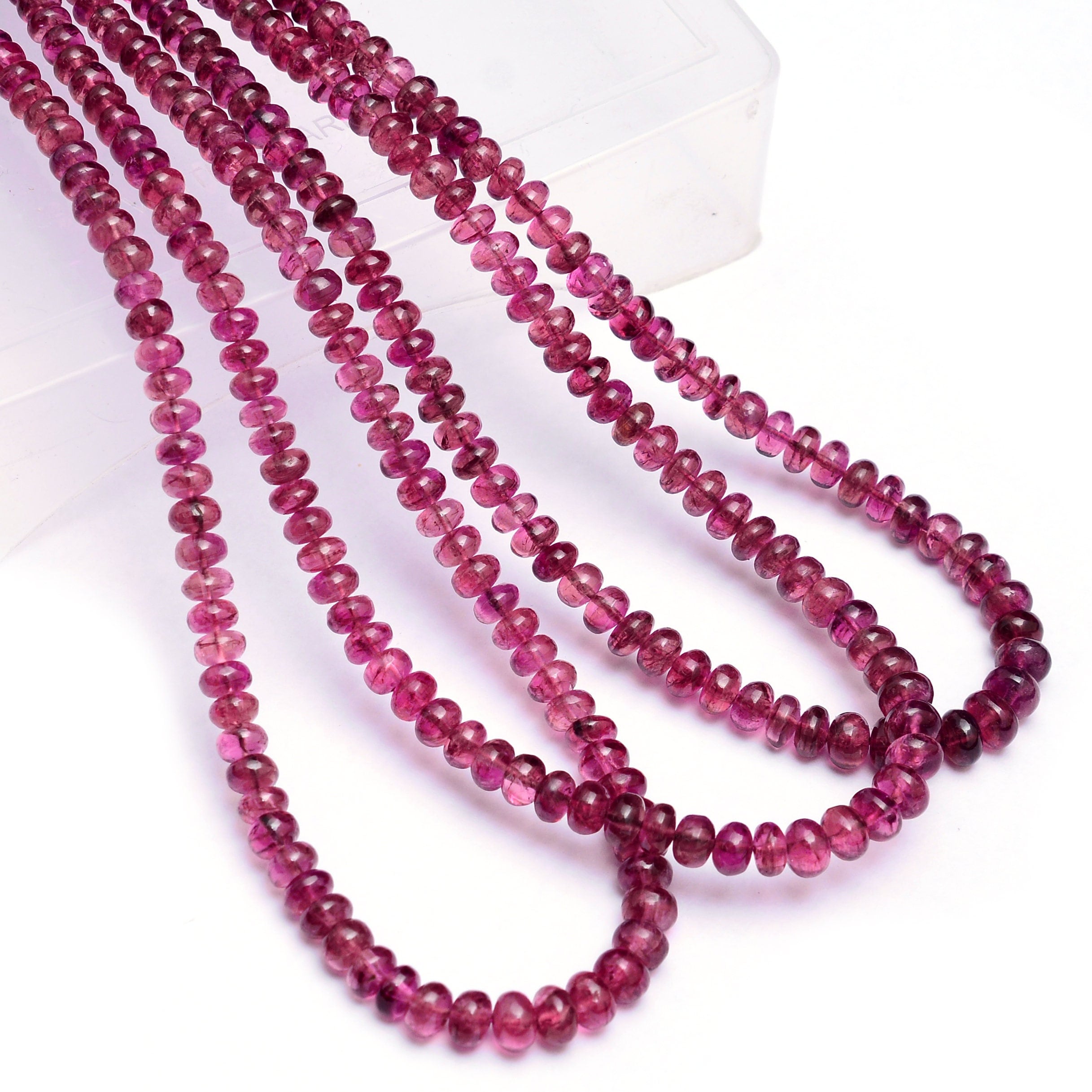 Aaa+ Pink Rubellite Tourmaline Smooth Rondelle Beads | 16inch Strand | Natural Pink Tourmaline Precious Gemstone Loose Beads For Jewelry