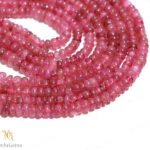 AAA+ Pink Tourmaline Smooth Rondelle Beads,3-5 MM Natural Tourmaline Indian Cut Beads,15" Loose Gemstone Beads For Handmade Jewelry AAA+ Pink Tourmaline Smooth Rondelle Beads,3-5 MM Natural Tourmaline Indian Cut Beads,15" Loose Gemstone Beads For Handmade Jewelry