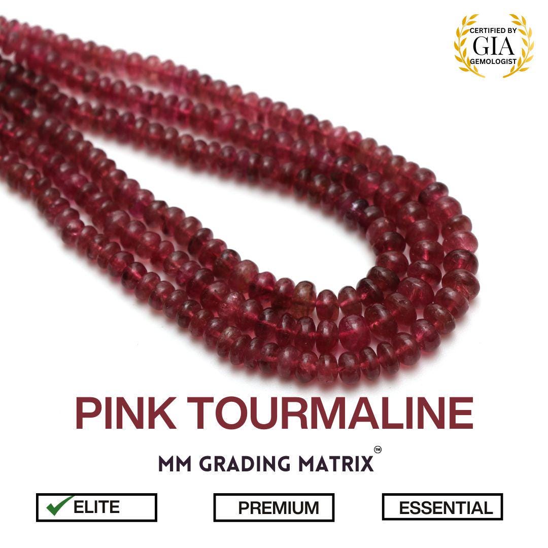 Pink Tourmaline Gemstone Beads, Natural Tourmaline Smooth Rondelle Shape Beads, 3 Mm To 6.5 Mm, Pink Tourmaline Beads For Jewelry Making
