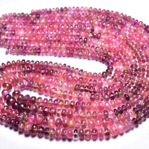 High Quality Pink Tourmaline Rondelle Beads - 14 inches - Natural Smooth Shaded Pink Tourmaline Rondelle Strand - Size is 3.5 - 6 mm #654 High Quality Pink Tourmaline Rondelle Beads - 14 inches - Natural Smooth Shaded Pink Tourmaline Rondelle Strand - Size is 3.5 - 6 mm #654