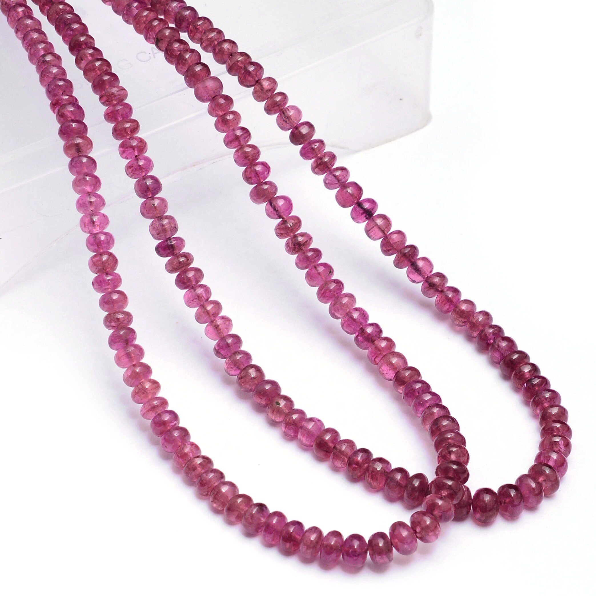 Natural Aaa+ Pink Tourmaline 4mm-5mm Smooth Rondelle Beads | 16inch Strand | Pink Rubellite Tourmaline Precious Gemstone Loose Roundel Beads
