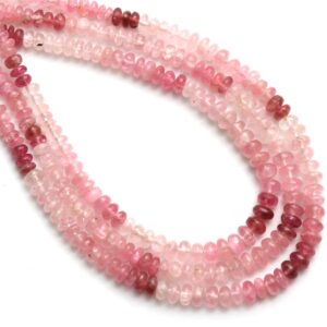 Natural Pink Tourmaline Smooth Rondelle Beads | Unique Pink Tourmaline | 3 Mm To 5 Mm | 18 Inches Full Strand | Price Per Strand