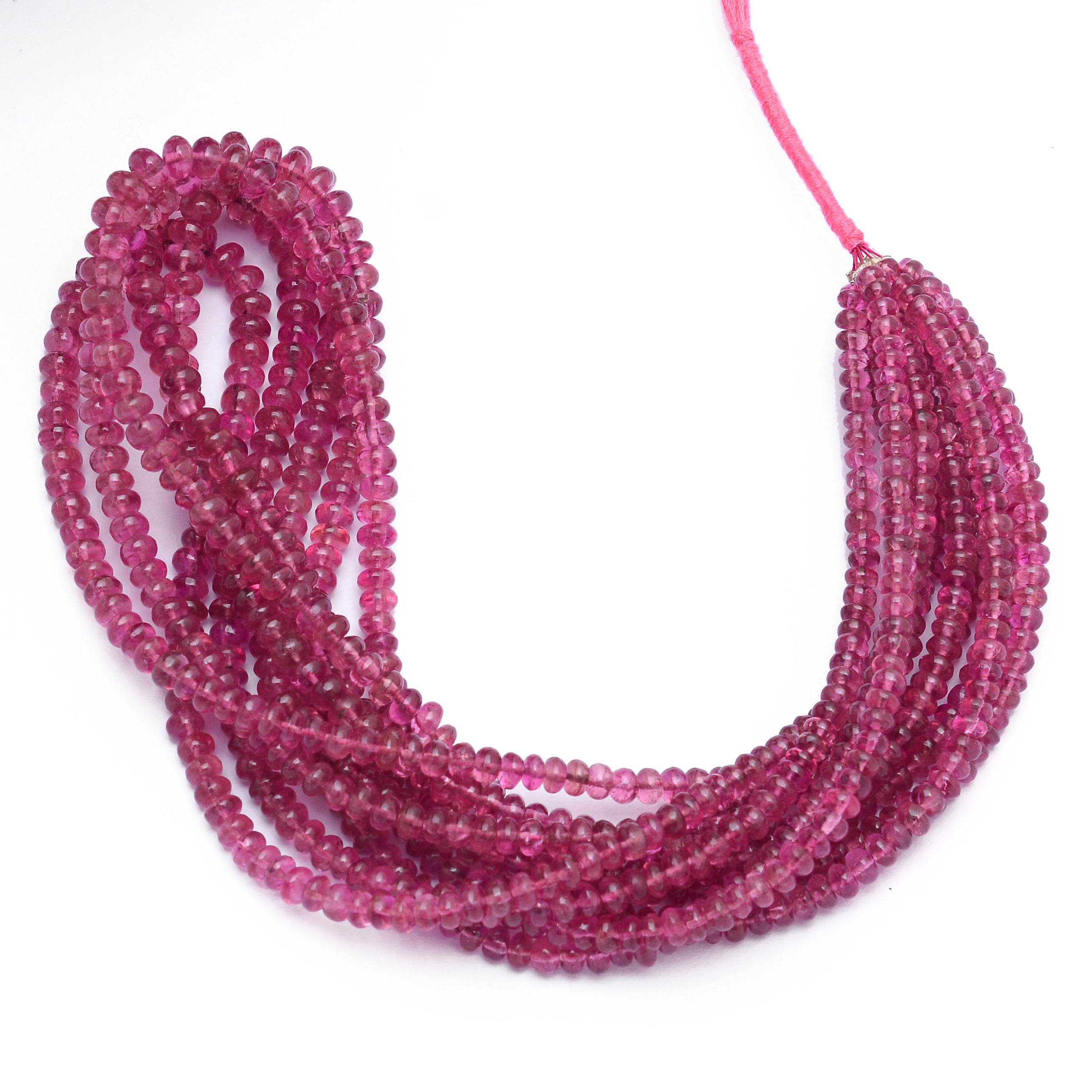 New Stock Aaa+ Pink Tourmaline 3.50mm-5mm Smooth Rondelle Beads, 16inch Strand, Rare Rubellite Tourmaline Precious Gemstone Loose Beads