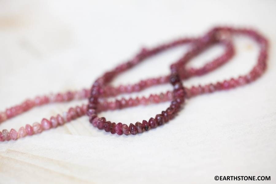 S/ Pink Tourmaline 4mm/ 3mm Rondelle Beads 15" Strand Treated Pink Shade Graduated Size Varies Ab Quality For Jewelry Making