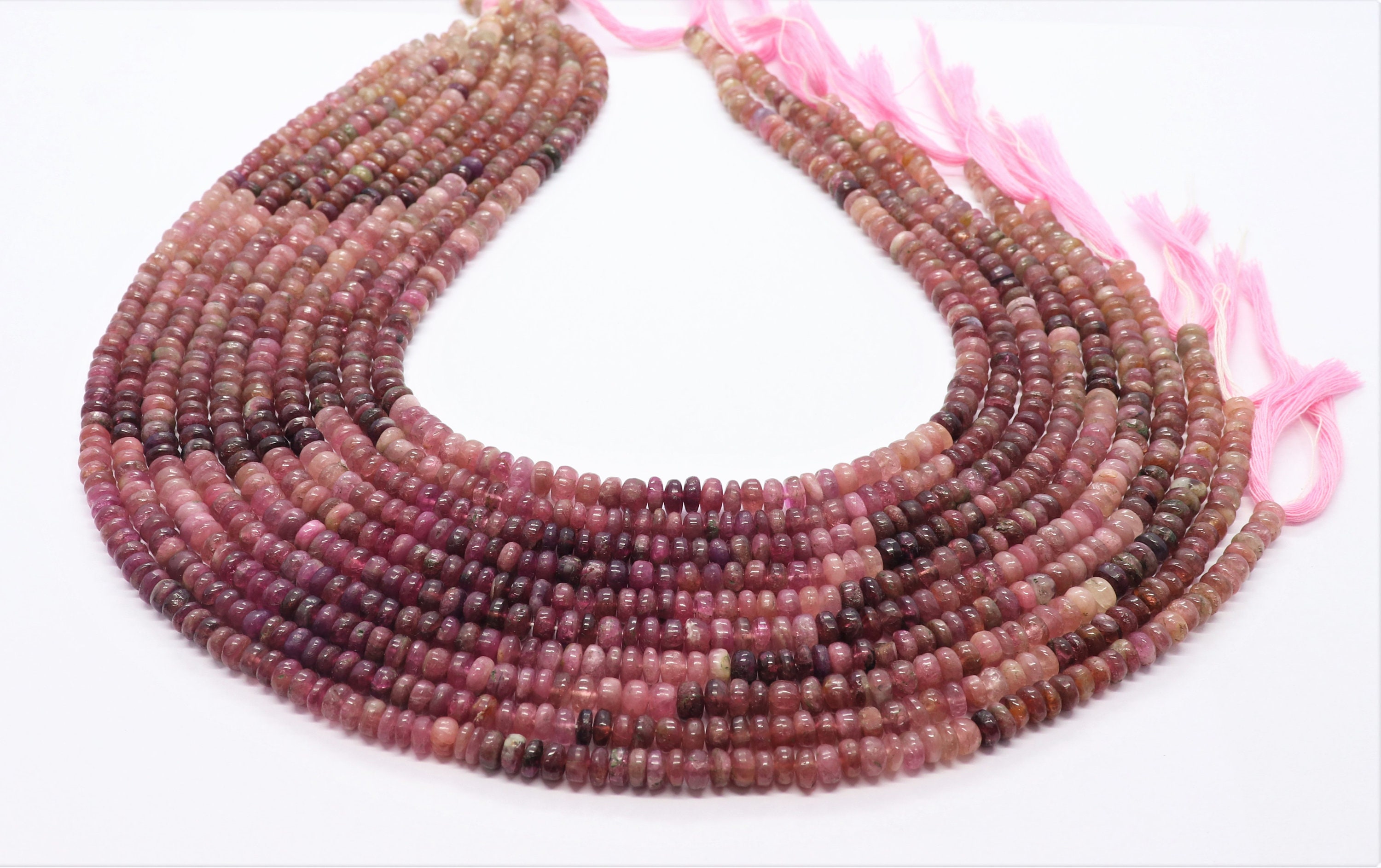 Pink Tourmaline Smooth Beads, Shaded Tourmaline Rondelle Beads, Tourmaline Plain Beads, Natural Tourmaline Rondelle Shape Beads Wholesale