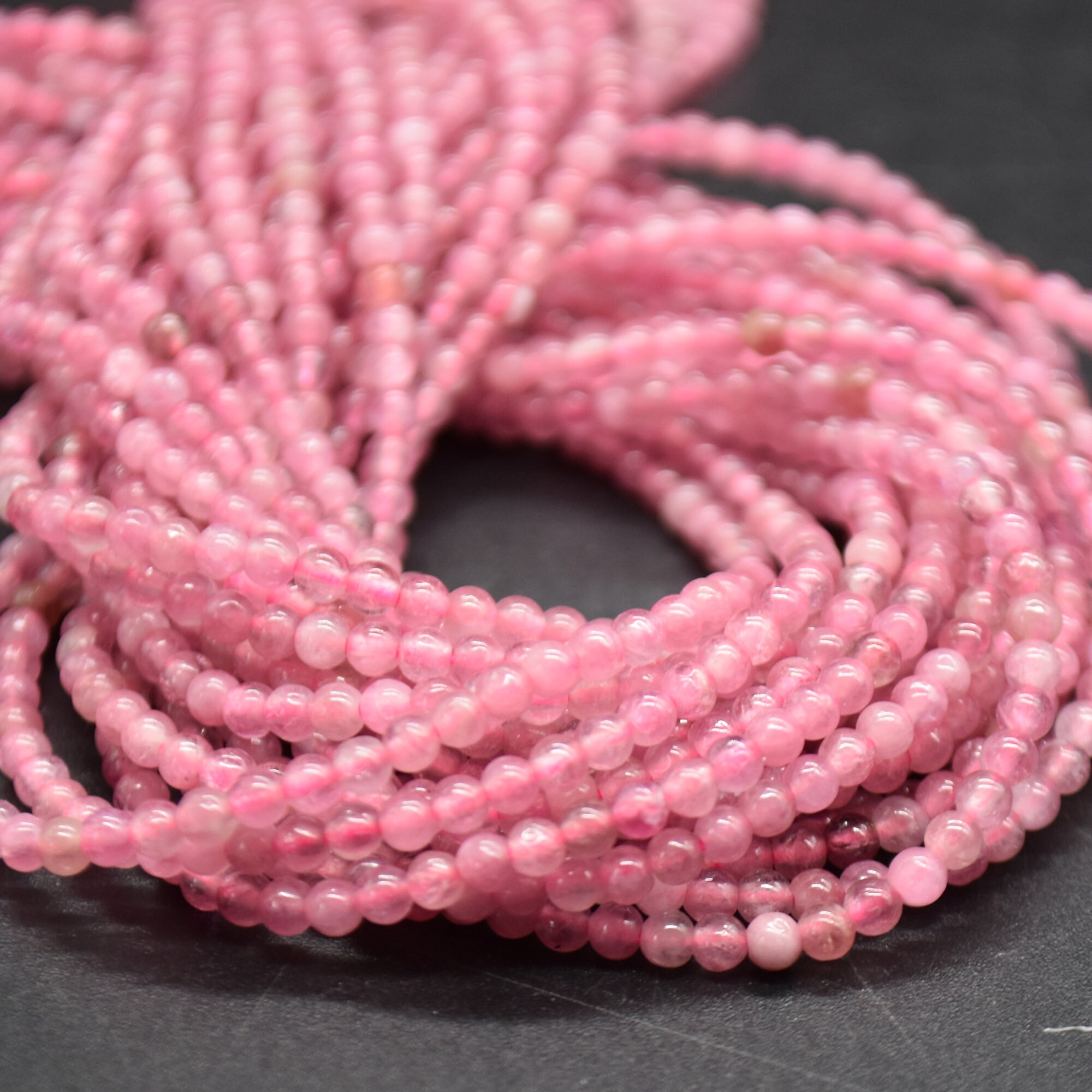 2mm Pink Tourmaline Round Beads | 15" Strand | Natural Gemstone Beads For Jewellery Making