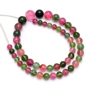 6mm-12mm Multi Tourmaline Smooth Round Beads | 16inch Strand | Natural Green / Pink Tourmaline Precious Gemstone Loose Sphere Balls Beads 6mm-12mm Multi Tourmaline Smooth Round Beads | 16inch Strand | Natural Green / Pink Tourmaline Precious Gemstone Loose Sphere Balls Beads