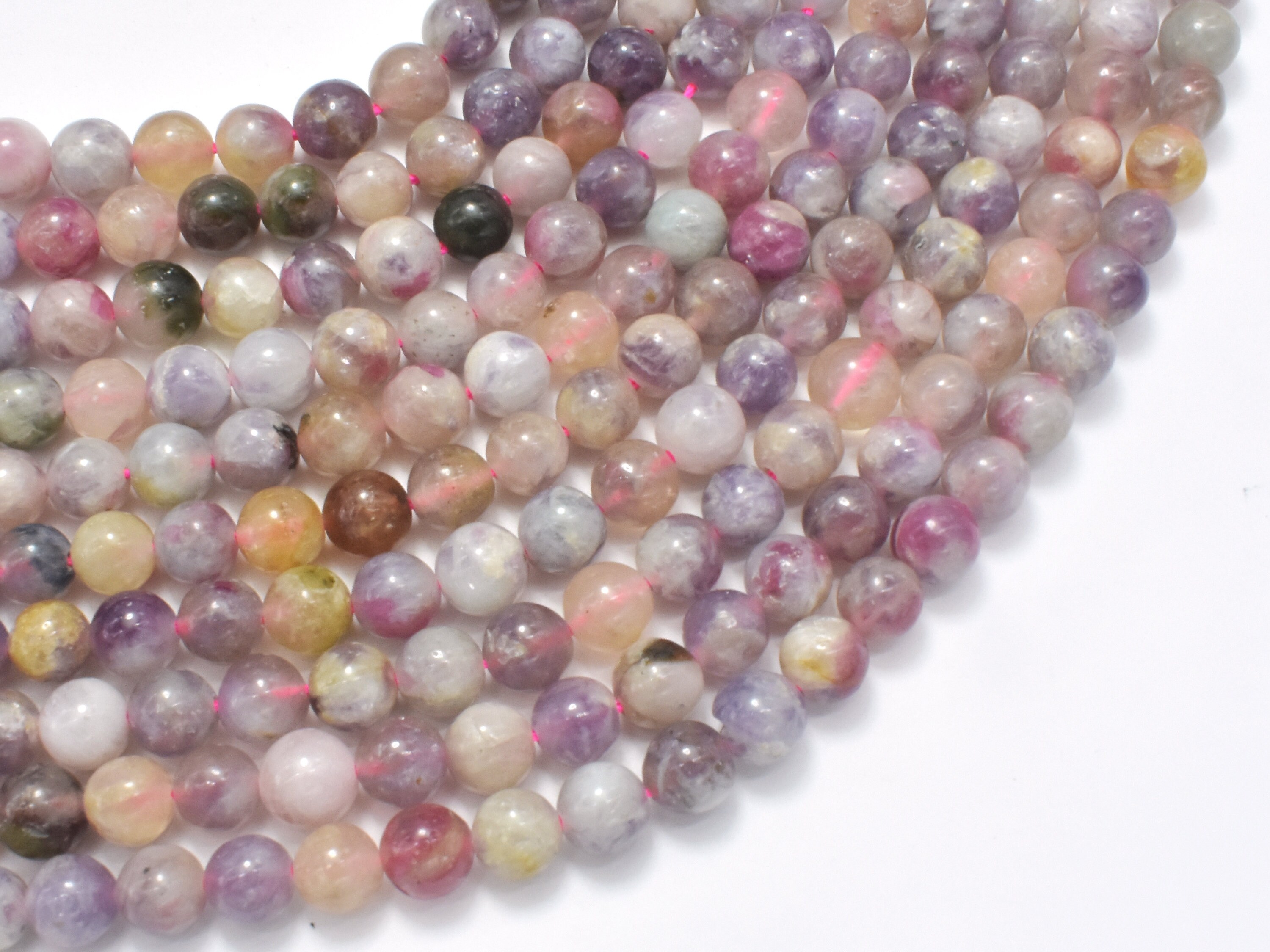 Pink Tourmaline 6mm Round, 15.5 Inch, Approx. 67 Beads, Hole 1mm (427054019)