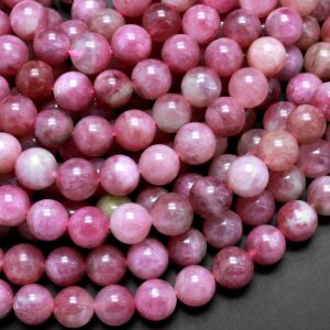 Aaa Rare Natural Pink Tourmaline Round Beads 6mm 8mm Vibrant Real Genuine Tourmaline Gemstone 15.5" Strand