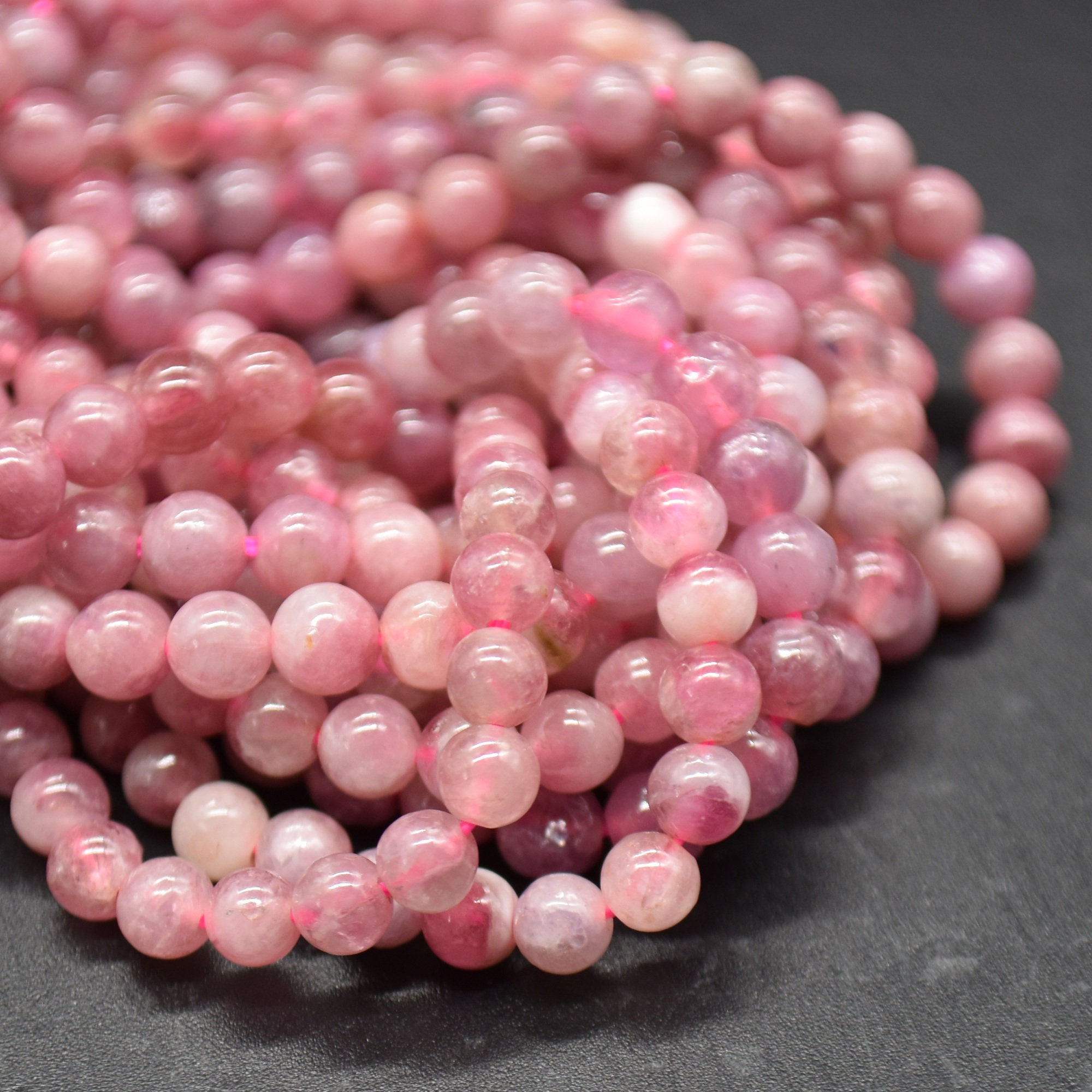 Pink Tourmaline Round Beads - 4mm - 14" Strand - Natural Gemstone Beads For Jewellery Making | Crystal Beads