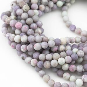 Natural Pale Pink Tourmaline, High Quality in Matte Round, 4mm, 6mm, 8mm, 10mm, 12mm, 14mm-Full Strand 16 inch Strand AAA Quality