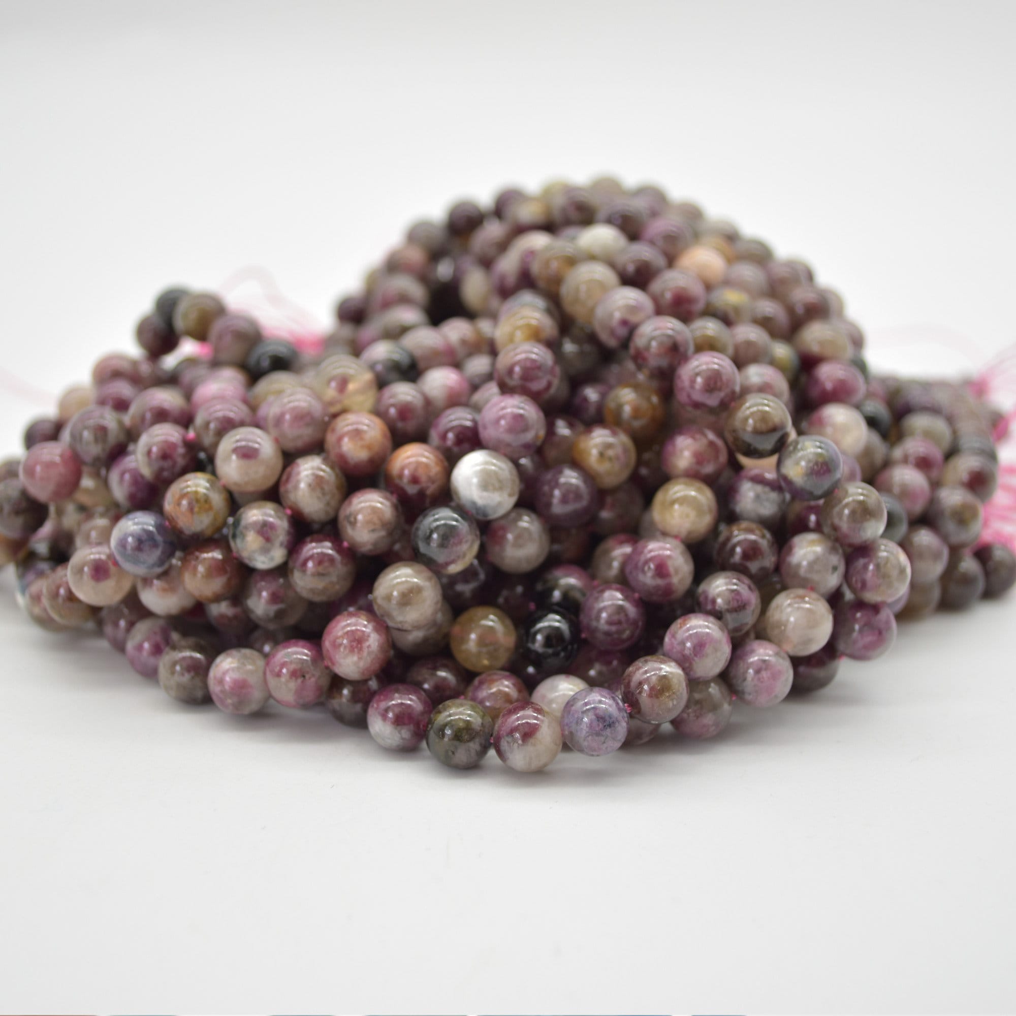 Plum Pink Tourmaline Round Beads - 8mm Size - 14" Strand - Natural Gemstone Beads For Jewellery Making | Crystal Beads